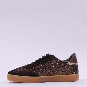 Victoria Berlin Laced Glitter Trainer - Mocha Sparkle